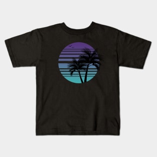 Synthwave - Vaporwave - California - Florida - 80s - Purple & Turquoise Kids T-Shirt